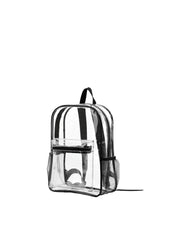 Clear PVC Stadium Backpack with Front Zip Pocket and Mesh Side Pockets