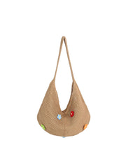 Crochet Floral Slouch Shoulder Hobo Bag
