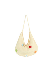Crochet Floral Slouch Shoulder Hobo Bag