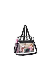 Clear PVC Stadium Tote Bag with Adjustable Shoulder Strap and Front Zip Pocket