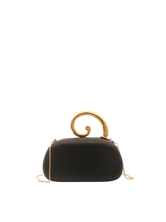 Elegant Spiral Handle Evening Clutch Bag with Chain Strap