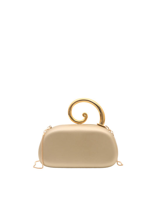 Elegant Spiral Handle Evening Clutch Bag with Chain Strap