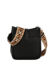 Structured cute leather crossbody with guitar strap