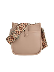 Structured cute leather crossbody with guitar strap