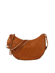 Braided detail half moon hobo crossbody bag