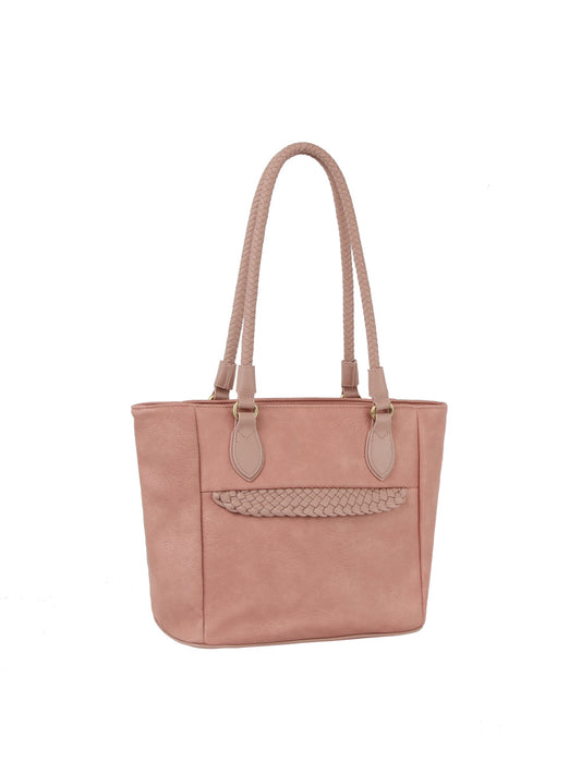 Cute braided leather point detail tote bag