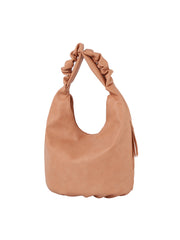 Scrucned handle soft leather tote bag