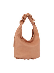 Scrucned handle soft leather tote bag