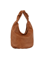 Scrucned handle soft leather tote bag