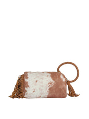 Western Fringe Cowhide Ring Clutch