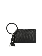 Woven Ring Handle Wristlet Clutch