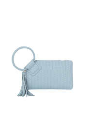 Woven Ring Handle Wristlet Clutch