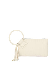 Woven Ring Handle Wristlet Clutch