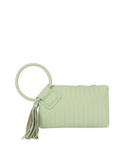 Woven Ring Handle Wristlet Clutch