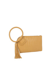 Woven Ring Handle Wristlet Clutch