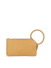 Woven Ring Handle Wristlet Clutch