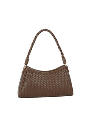 Braided Handle Woven Embossed Shoulder Bag