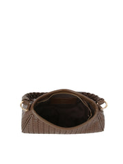 Braided Handle Woven Embossed Shoulder Bag