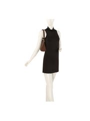 Braided Handle Woven Embossed Shoulder Bag
