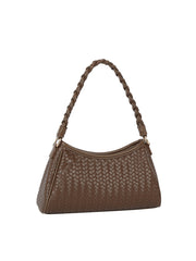 Braided Handle Woven Embossed Shoulder Bag