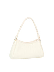 Braided Handle Woven Embossed Shoulder Bag