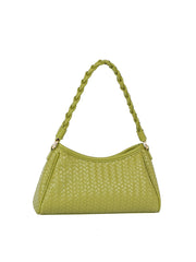 Braided Handle Woven Embossed Shoulder Bag
