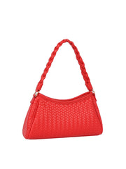 Braided Handle Woven Embossed Shoulder Bag