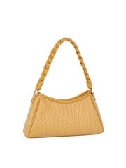 Braided Handle Woven Embossed Shoulder Bag
