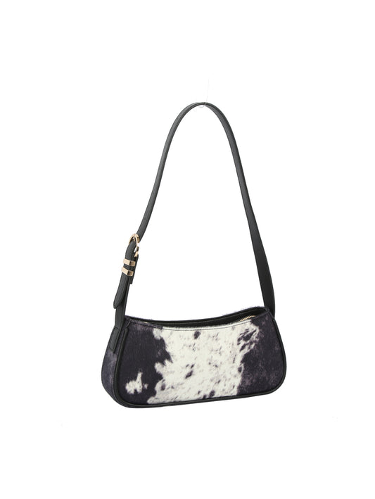 Cow Print Adjustable Strap Shoulder Handbag