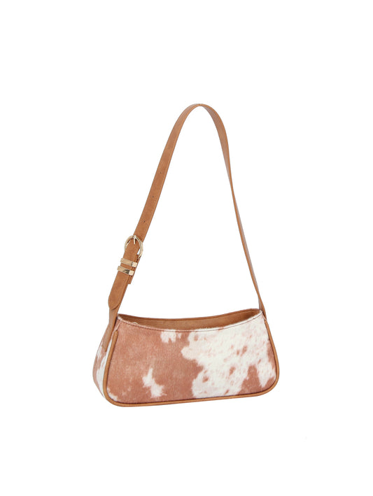Cow Print Adjustable Strap Shoulder Handbag