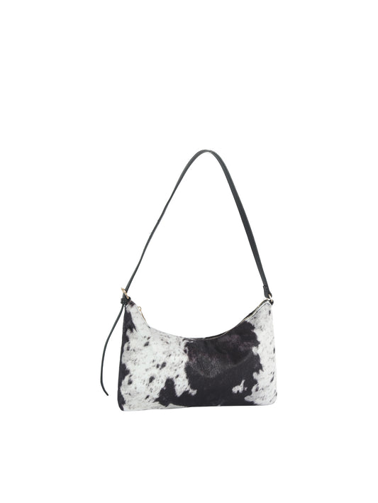 Hair-On Cow Print Baguette Shoulder Bag