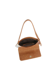 Cow Print Hair-On Shoulder Bag with Horsebit Accent