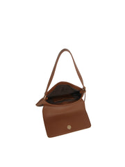 Horsebit Accent Pebbled Faux Leather Baguette Shoulder Bag