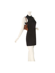 Horsebit Accent Pebbled Faux Leather Baguette Shoulder Bag