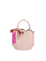 2-in-1 Pebbled Faux Leather Mini Bucket Bag with Scarf & Zip Pouch