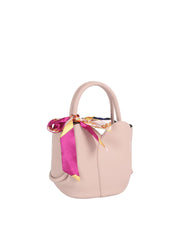 2-in-1 Pebbled Faux Leather Mini Bucket Bag with Scarf & Zip Pouch