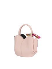 2-in-1 Pebbled Faux Leather Mini Bucket Bag with Scarf & Zip Pouch