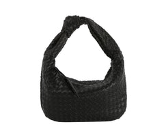 Woven tie handle shoulder bag