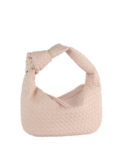 Woven tie handle shoulder bag