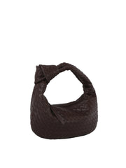 Woven tie handle shoulder bag