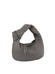 Woven tie handle shoulder bag