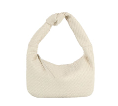 Woven tie handle shoulder bag