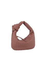 Woven tie handle shoulder bag