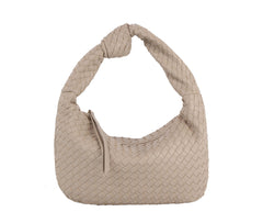 Woven tie handle shoulder bag