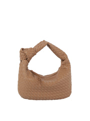 Woven tie handle shoulder bag