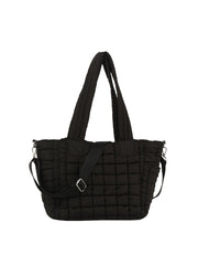 Quilted design daily tote with crossbody strap