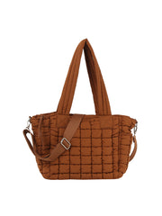 Quilted design daily tote with crossbody strap