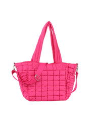 Quilted design daily tote with crossbody strap