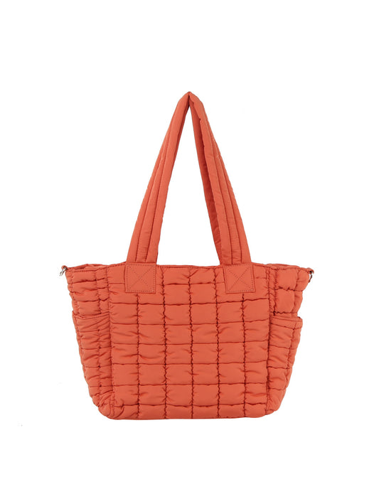 Quilted design daily tote with crossbody strap