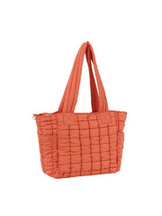 Quilted design daily tote with crossbody strap